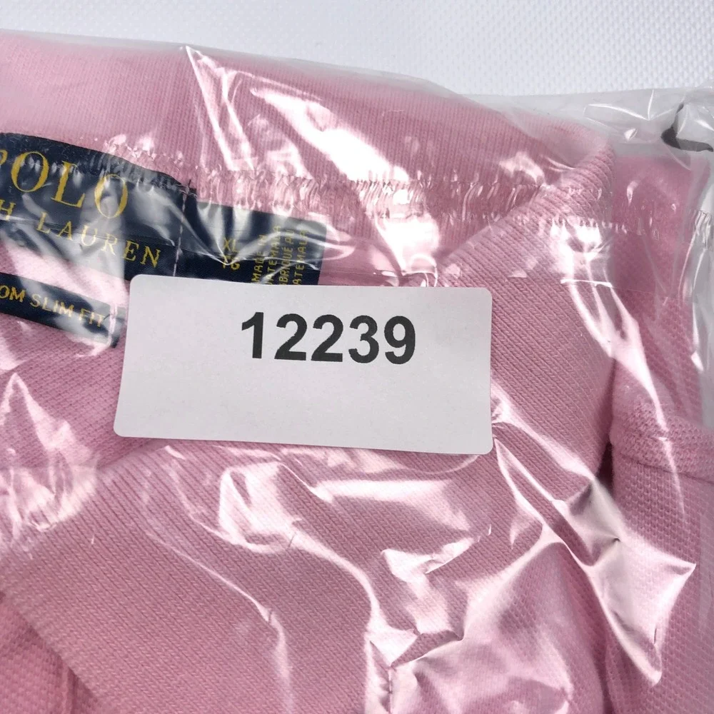 Polo Ralph Lauren Mens XL Custom Slim Fit Pink Pique Short Sleeve Polo Shirt